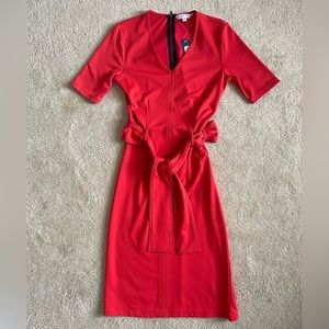 Red dress, professional work attire